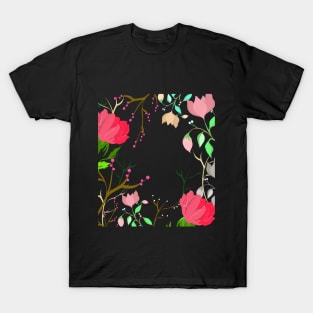 Black floral art T-Shirt